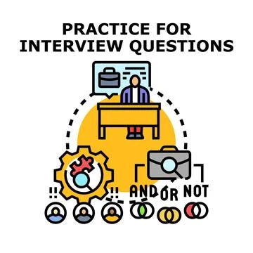 Practice for interview questions and skills assessment concept イラスト素材