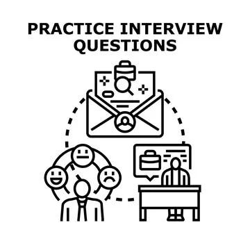 Practice interview questions for job search preparation 스톡 일러스트