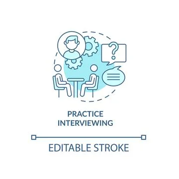 Practice interviewing blue concept icon Illustrazione stock