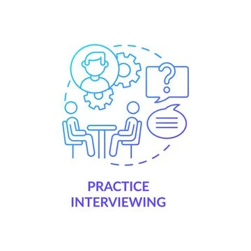 Practice interviewing blue gradient concept icon Illustrazione stock