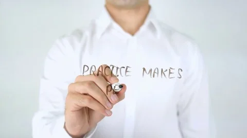 Practice Makes Perfect, Man Writing on Glass Stock Footage