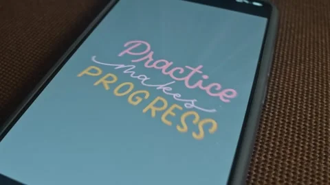 Practice Makes Progress inscription, presentation Stock Footage 309684010
