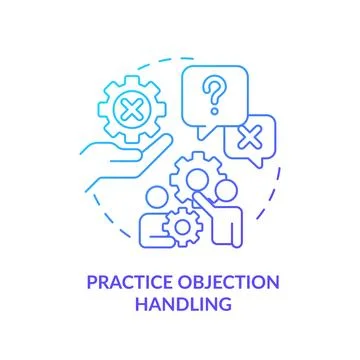 Practice objection handling blue gradient concept icon Illustration