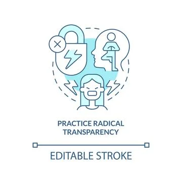 Practice radical transparency turquoise concept icon Stock Illustration