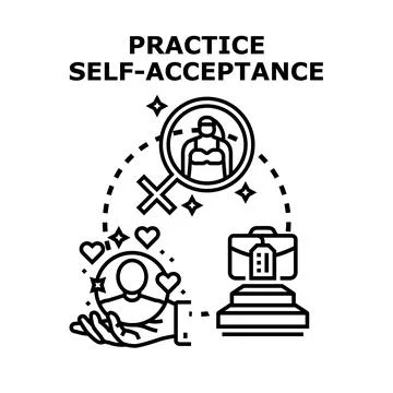 Practice self acceptance and self love for personal growth concept 스톡 일러스트