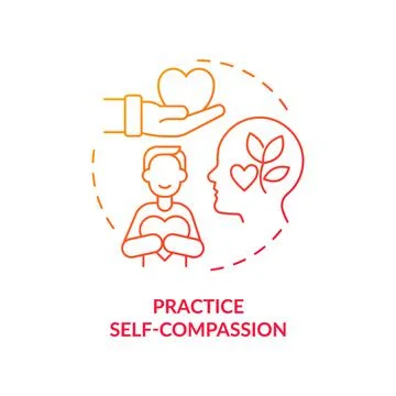 Practice self compassion red gradient concept icon Stock Illustration