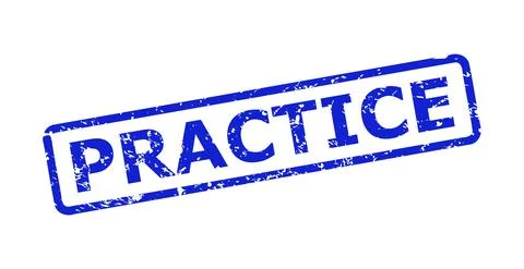 PRACTICE Stamp Seal with Scratched Surface and Rounded Rectangle Frame Illustrazione stock