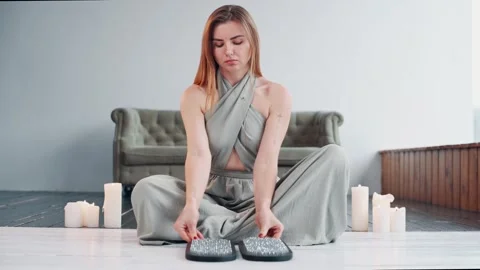 Practice standing on nails Video stock 265140363