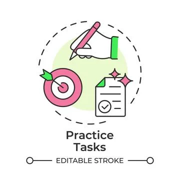 Practice tasks multi color concept icon Stock Illustration