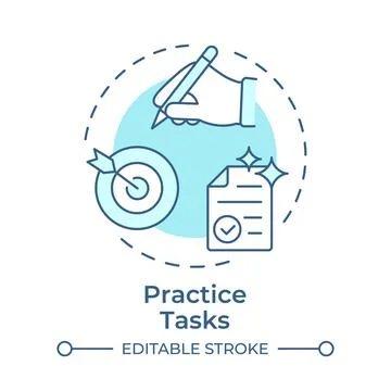 Practice tasks soft blue concept icon Stock Illustration