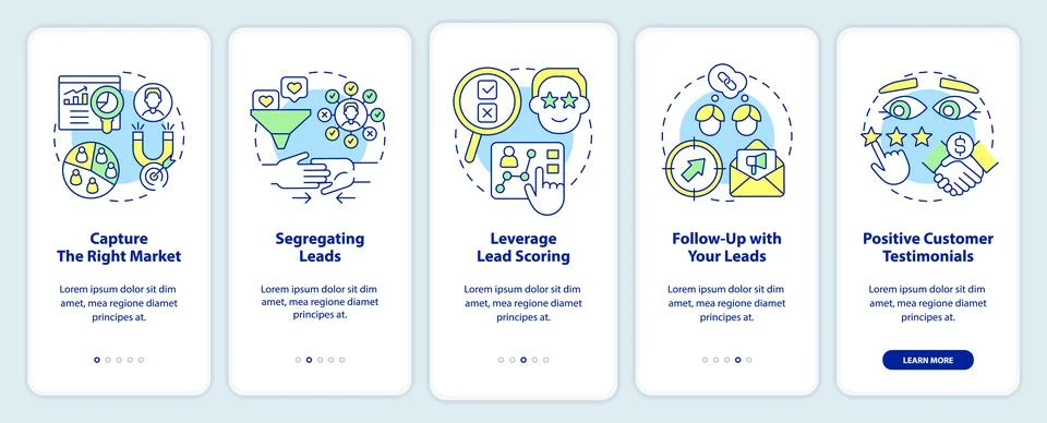 Practices of lead conversion onboarding mobile app screen Stockillustratie