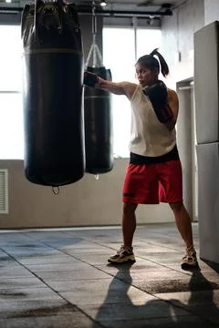 Practicing basic exercises and kicks Stock Photos