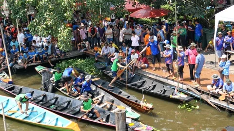 Practicing for Boat Racing in Thailand Stock Footage 118285481