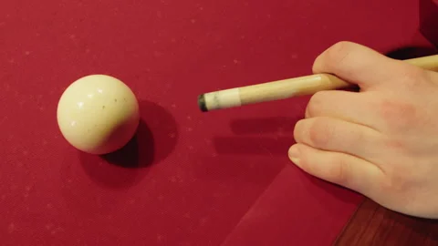 Practicing cue tip and ball. Player focuses on cue relatively ball placement Video stock 329193014