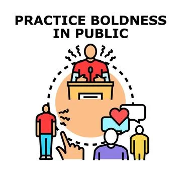 Practicing public speaking boldness overcoming fear and anxiety Stock Illustration