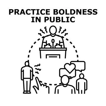 Practicing public speaking boldness overcoming fear and anxiety Stock Illustration