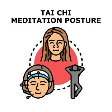 Practicing tai chi meditation posture for wellness Stock Illustration