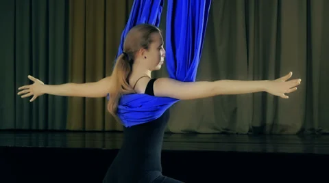 Practicing yoga in the air Stock Footage 38480590