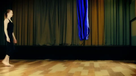 Practicing yoga in the air Stock Footage 38484208