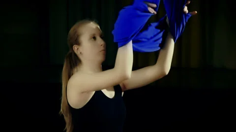 Practicing yoga in the air Stock Footage 38490678