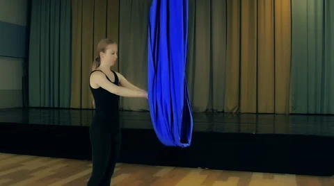 Practicing yoga in the air Stock Footage 38491518