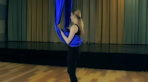 Practicing yoga in the air Stock Footage 38492311