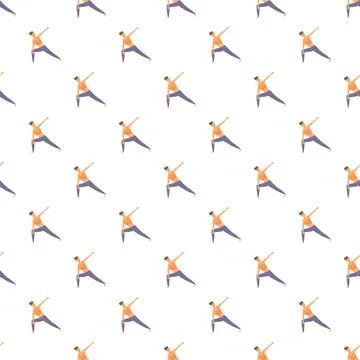 Practicing yoga pose seamless pattern repeating background Stock Illustration