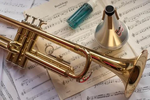 Practising the trumpet Stock Photos