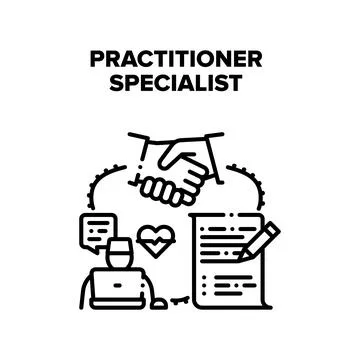 Practitioner Specialist Vector Black Illustration Stock Illustration
