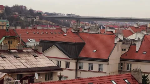 Prague from above. Panoramas of Czech rooftops Stock Footage 264668089
