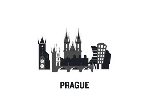 Prague art design concept. Flat vector illustration. Stock Illustration
