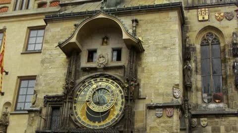 Prague Astrological Clock chiming 12 noon, Czech Republic Stock Footage 10789861