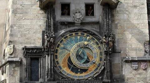 Prague Astronomical Clock at 3 PM Stock Footage 8566037