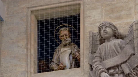 Prague Astronomical Clock, Apostles Looking out the Window in Prague Stock Footage 135262806