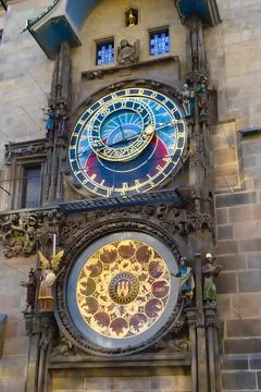 Prague Astronomical Clock, medieval tower clock on the Old Town Hall Stock Photos