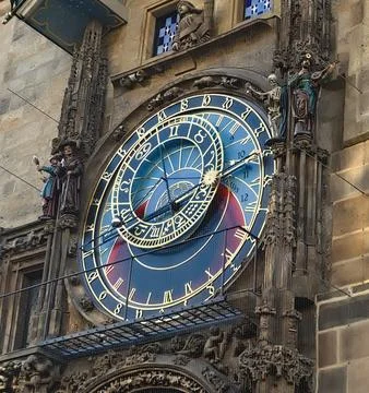 Prague Astronomical Clock, medieval tower clock on the Old Town Hall Stock Photos