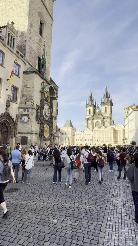 Prague astronomical clock at Old Town Square Stock Footage 341293383