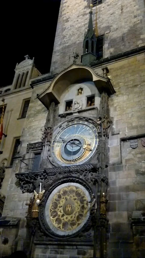 Prague Astronomical Clock on Old Town Hall, Czech Republic (26th Aug 2019) Видео 344015746