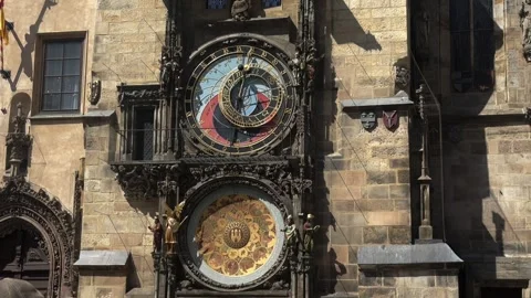 Prague Astronomical Clock Orloj Without Tourists Stock Footage 343425329