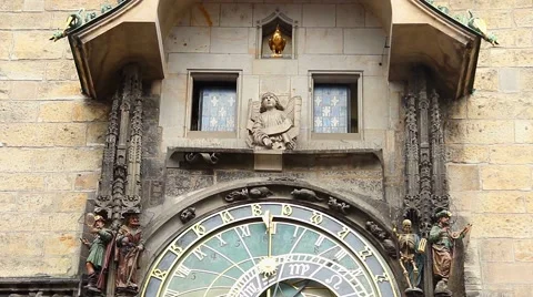 Prague astronomical clock performance, Old Town. Part 1 of 2 Stock Footage 43682713