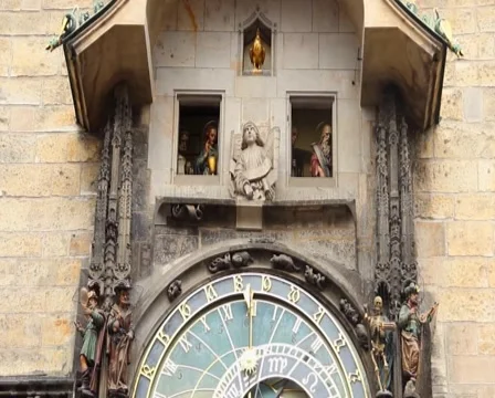 Prague astronomical clock performance, Old Town. Part 2 of 2, click for HD Stock Footage 43896177