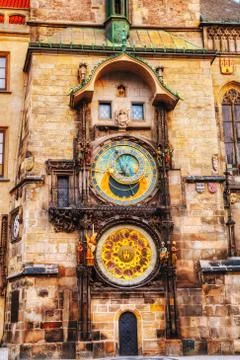 The prague astronomical clock Stock Photos
