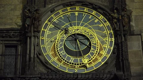 Prague Astronomical Clock in Prague. 4K. Stock Footage 53485261