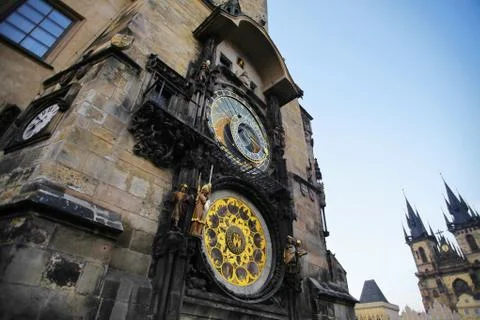 Prague astronomical clock tower Stock Photos
