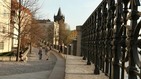 Prague back street scene Stock Footage 12372057