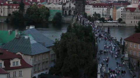 Prague Bridge 1 Stock Footage 12758026