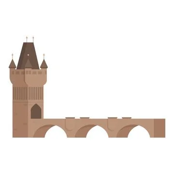 Prague bridge icon cartoon vector. Landmark map イラスト素材