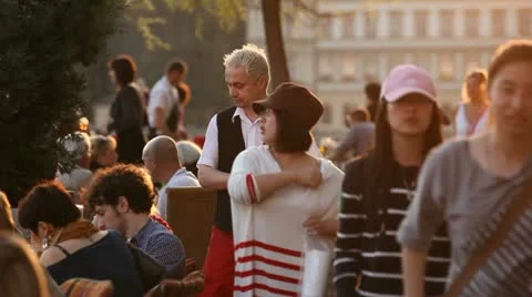 Prague cafe, waiter Stock Footage 12372872