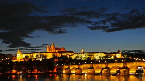 Prague Castle after sunset. Czech republic. Timelapse Video stock 40079689