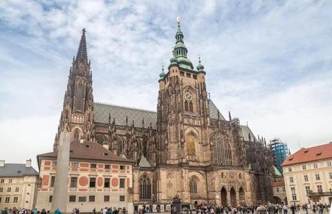 Prague Castle complex and St. Vitus Cathedral in Prague Stock Photos